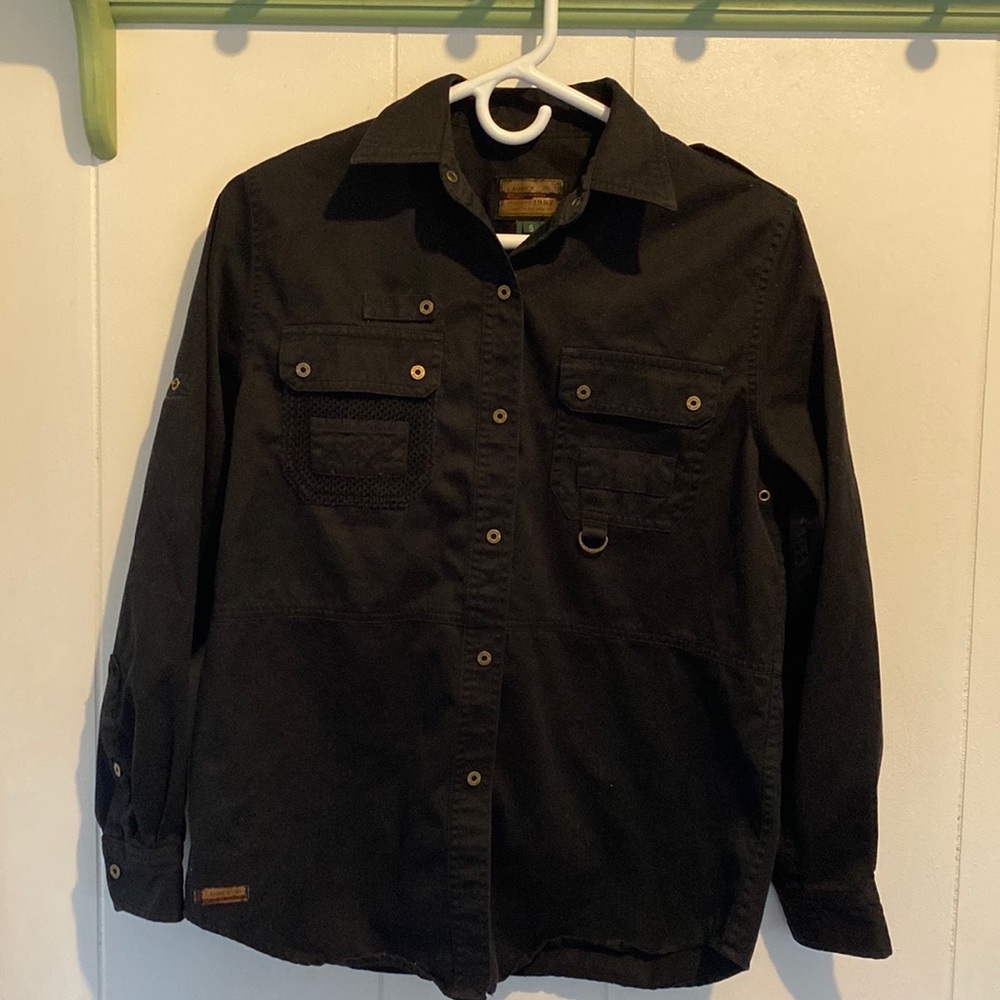 Lauren Ralph Lauren Black Button Down Utility Shirt